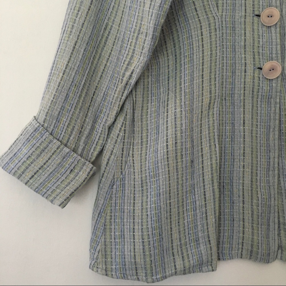 Flax Striped Unstructured Linen 3-Button Blazer J… - image 5